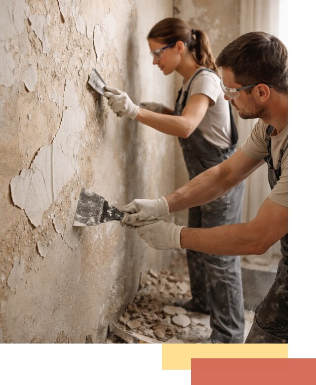 Снятие старой шпаклевки и подготовка поверхностей в Москве