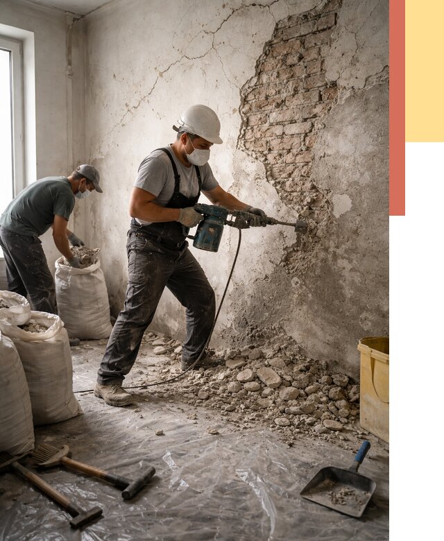 Демонтаж штукатурки со стен в Москве от 7712 руб/м² — быстро и недорого | ОТДЕЛОЧНИКМск