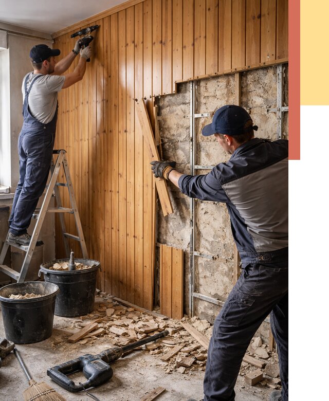 Демонтаж вагонки со стен в Москве от 1553 руб. — снятие, удаление, срочно | ОТДЕЛОЧНИКМск