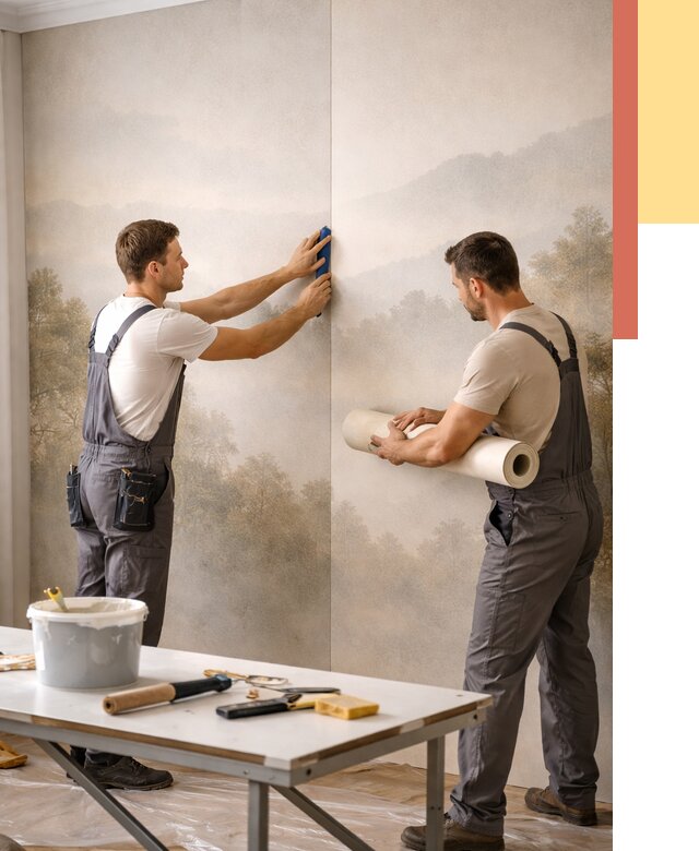 Поклейка фотообоев в Москве от 9104 руб/м² — быстро и недорого | ОТДЕЛОЧНИКМск