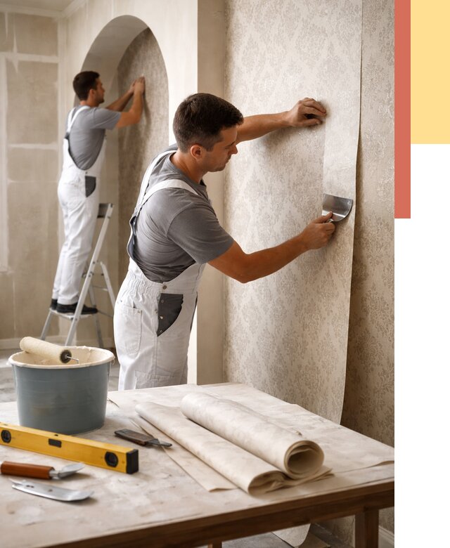 Поклейка обоев на сложные стены в Москве от 2999 руб. под ключ | ОТДЕЛОЧНИКМск