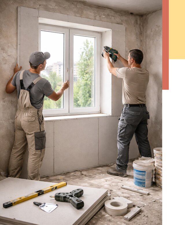 Монтаж откосов из гипсокартона в Москве от 4820 руб. под ключ | ОТДЕЛОЧНИКМск