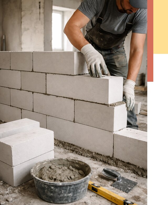 Кладка перегородок из силикатного блока в Москве от 4284 руб. под ключ | ОТДЕЛОЧНИКМск
