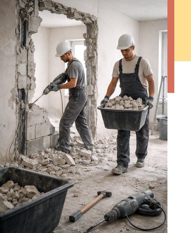 Демонтаж блоковых перегородок в Москве от 4017 руб. — быстро и недорого | ОТДЕЛОЧНИКМск