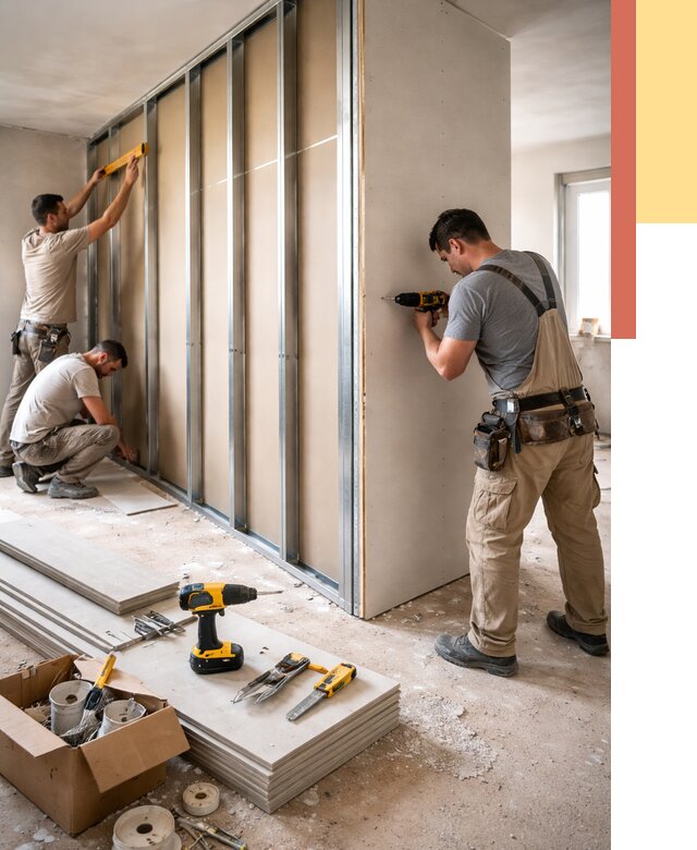 Монтаж однослойной перегородки из гипсокартона в Москве от 696 руб. | ОТДЕЛОЧНИКМск