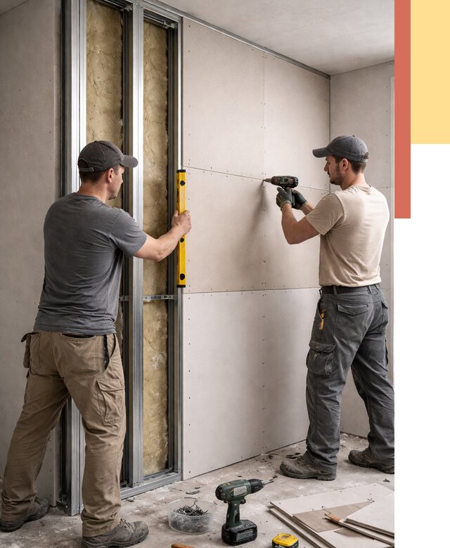 Монтаж двухслойной перегородки из гипсокартона в Москве от 1553 руб. | ОТДЕЛОЧНИКМск