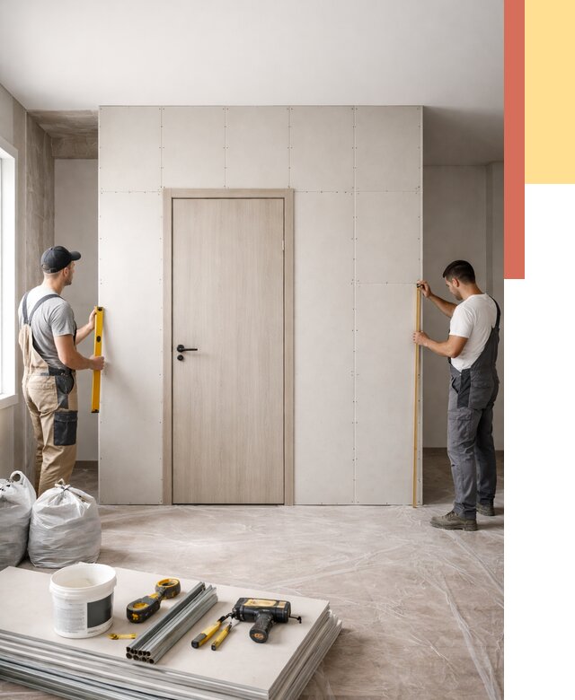 Перегородка из гипсокартона с дверью в Москве от 4820 руб. под ключ | ОТДЕЛОЧНИКМск