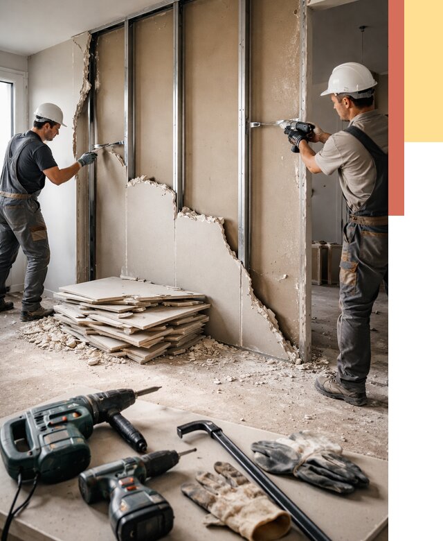 Демонтаж перегородки из гипсокартона в Москве от 1285 руб. быстро и недорого | ОТДЕЛОЧНИКМск