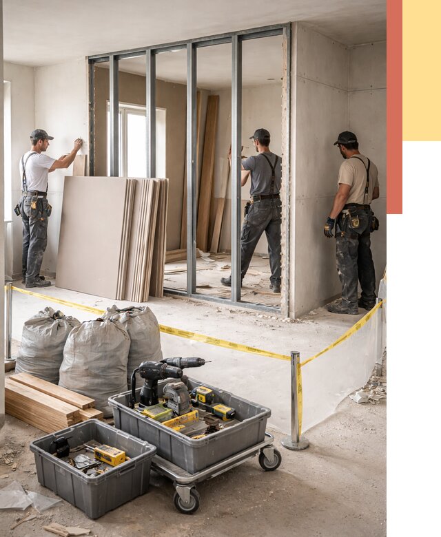 Перенос гипсокартонной перегородки в Москве под ключ от 4820 руб. | Демонтаж и монтаж – ОТДЕЛОЧНИКМск