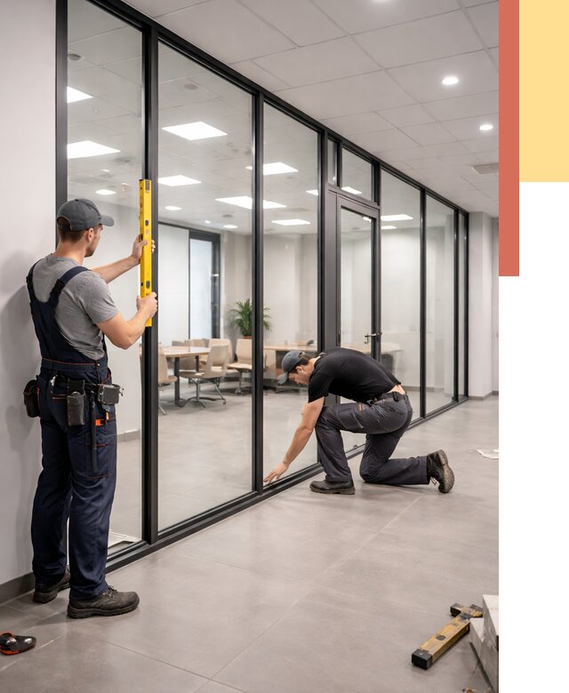 Каркасные стеклянные перегородки в Москве под ключ от 9854 руб. | ОТДЕЛОЧНИКМск