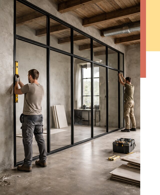 Стеклянные перегородки лофт в Москве от 11247 руб. под ключ | ОТДЕЛОЧНИКМск