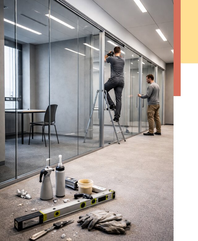 Стеклянные офисные перегородки в Москве от 9104 руб. — монтаж и установка | ОТДЕЛОЧНИКМск