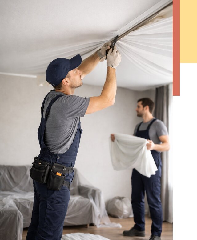 Демонтаж натяжного потолка в Москве от 4820 руб. — снятие и разбор под ключ | ОТДЕЛОЧНИКМск