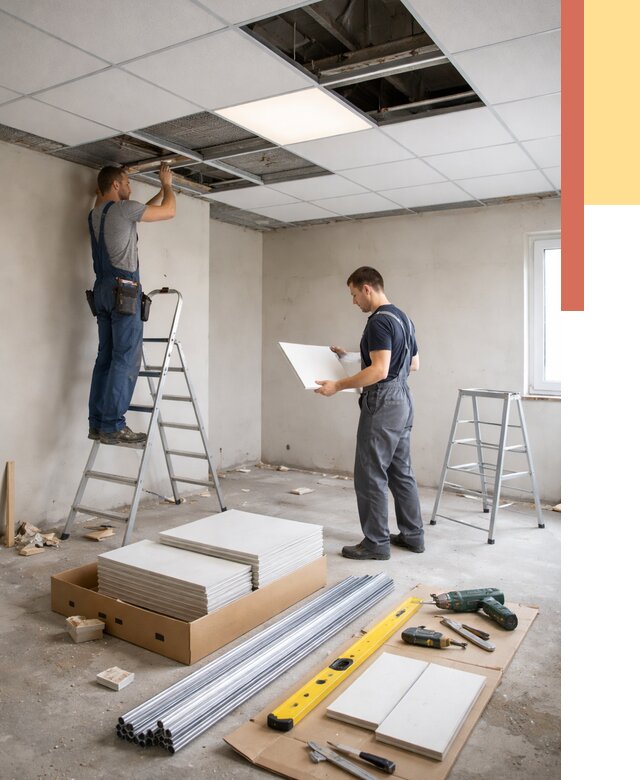 Монтаж потолка армстронг в Москве от 4820 руб/м2 — быстрая установка под ключ | ОТДЕЛОЧНИКМск