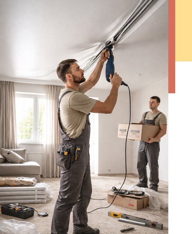 Монтаж сатинового натяжного потолка в Москве от 3749 руб. | Быстро, недорого — ОТДЕЛОЧНИКМск