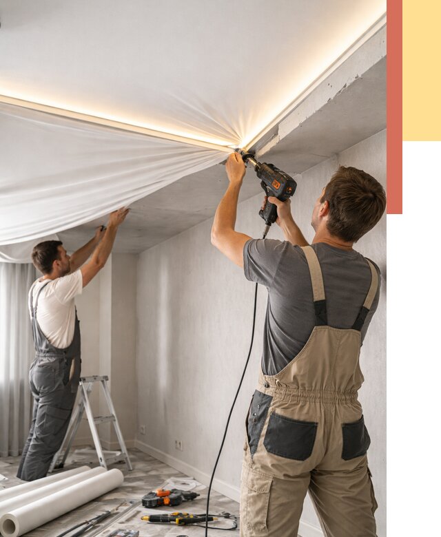 Монтаж натяжного потолка с подсветкой в Москве от 1018 руб. | ОТДЕЛОЧНИКМск