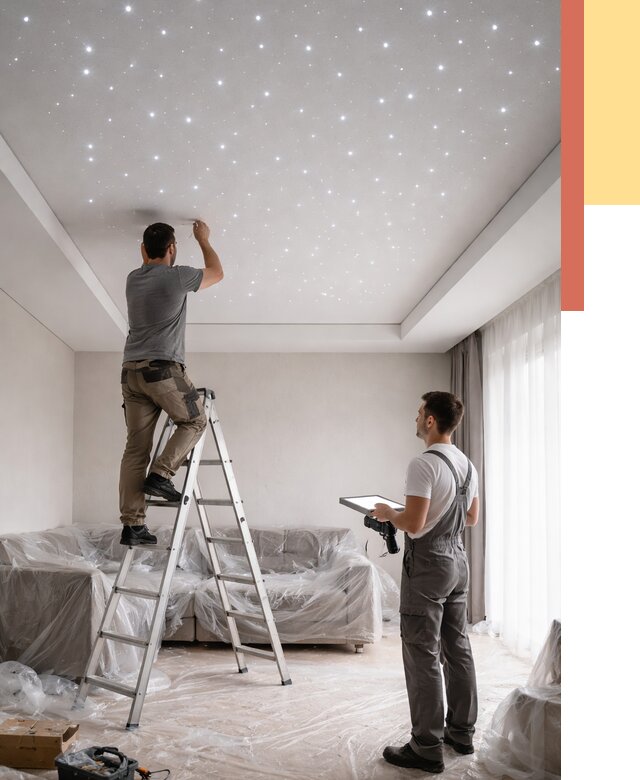 Монтаж натяжного потолка «звездное небо» в Москве от 6962 руб. | ОТДЕЛОЧНИКМск