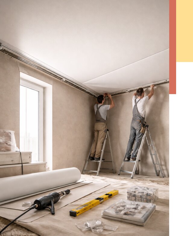 Монтаж натяжного потолка в спальне в Москве от 4070 руб. под ключ | ОТДЕЛОЧНИКМск