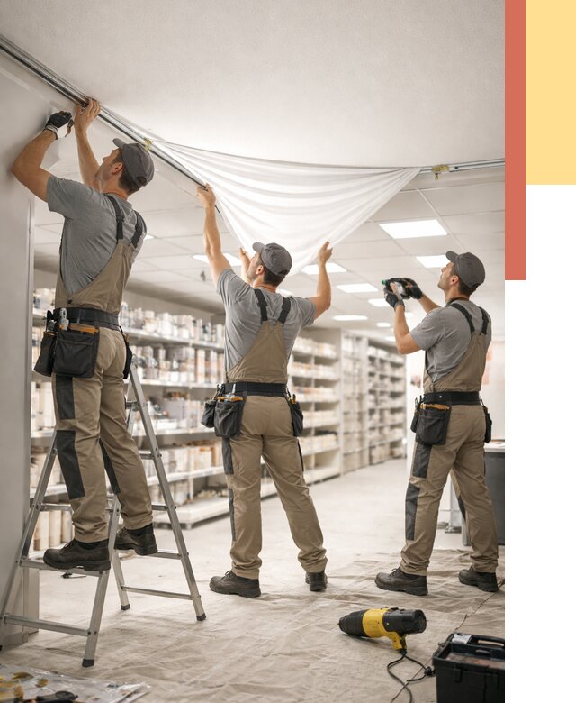 Монтаж натяжного потолка в магазине в Москве от 4820 руб. быстро и недорого | ОТДЕЛОЧНИКМск