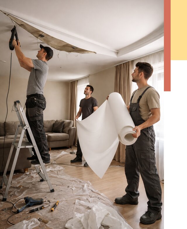 Замена полотна натяжного потолка в Москве от 10175 руб. быстро и недорого | ОТДЕЛОЧНИКМск