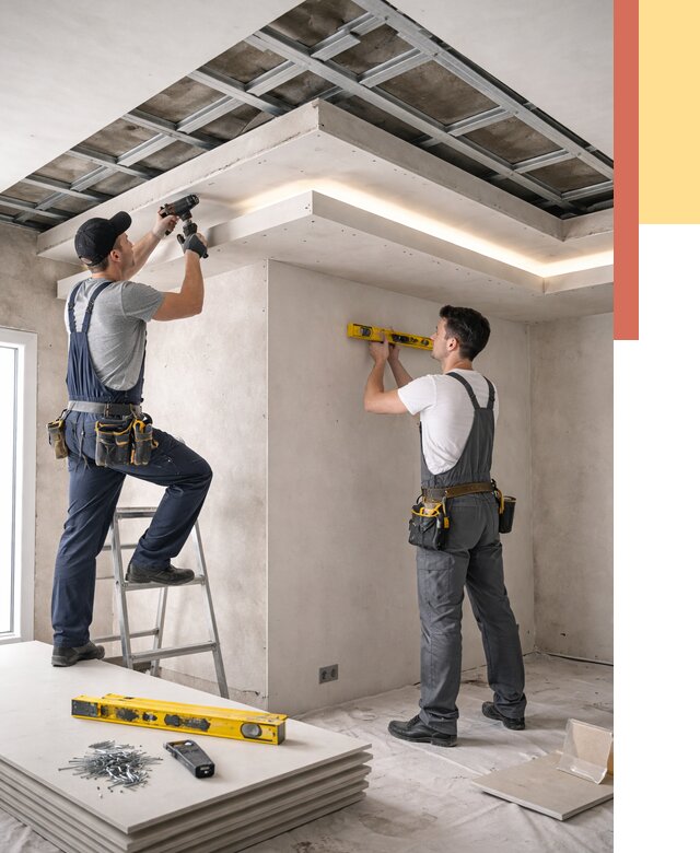 Двухуровневый потолок из гипсокартона в Москве от 1553 руб. под ключ | ОТДЕЛОЧНИКМск