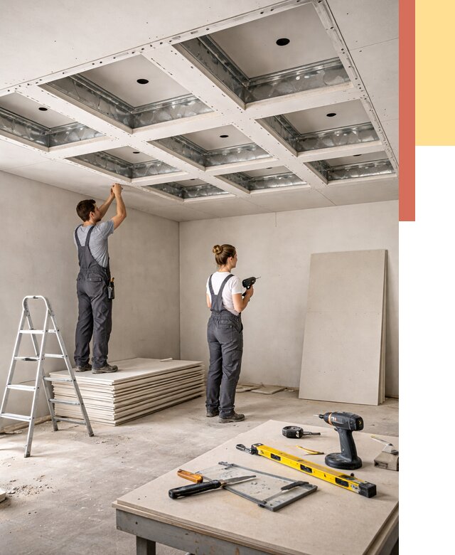 Кессонный потолок из гипсокартона в Москве от 1982 руб. — монтаж и под ключ | ОТДЕЛОЧНИКМск