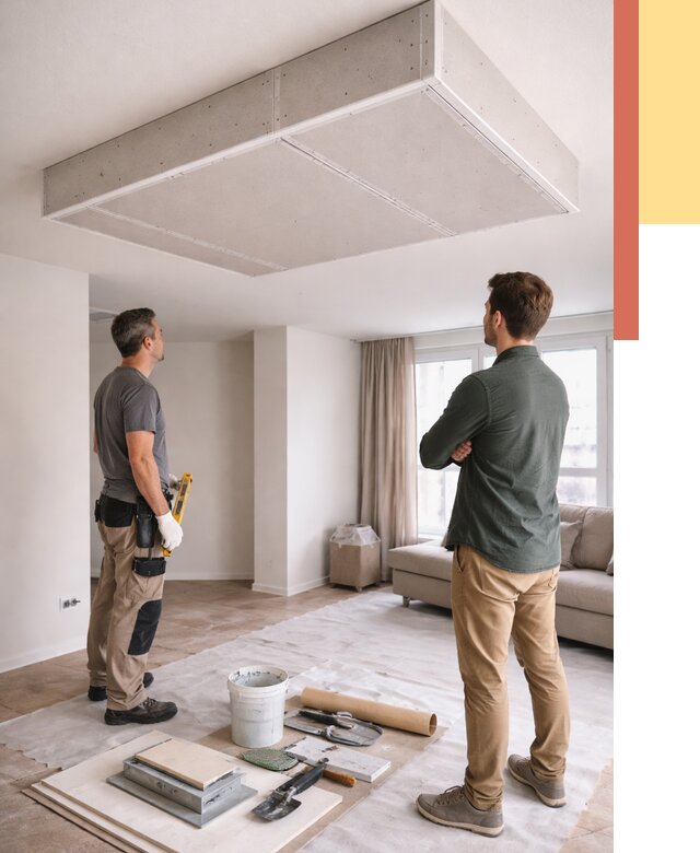 Короб на потолке из гипсокартона в Москве от 2356 руб. — монтаж и услуги под ключ | ОТДЕЛОЧНИКМск