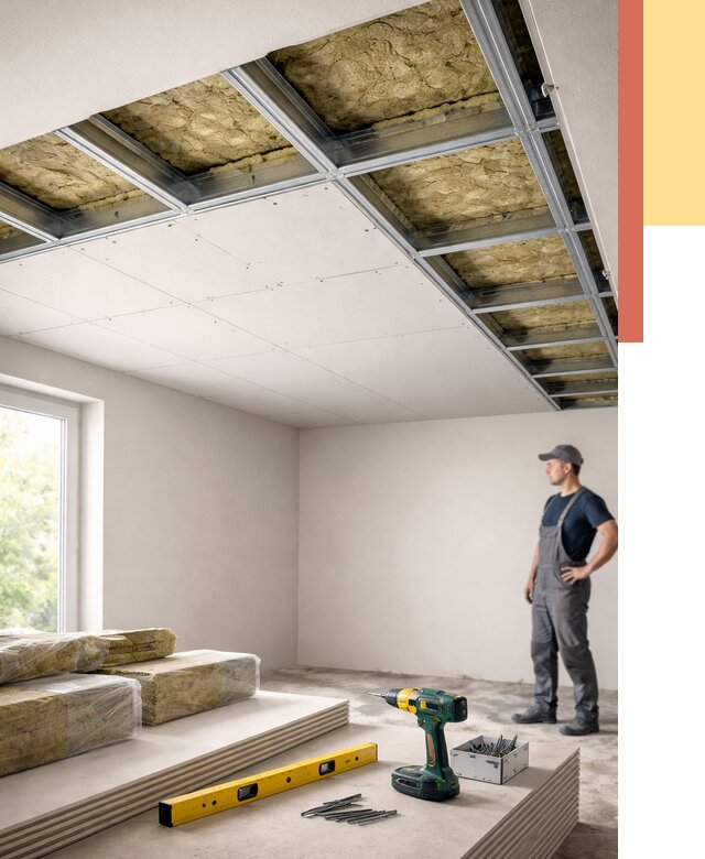 Звукоизоляция потолка ГКЛ в Москве от 1018 руб. — монтаж под ключ | ОТДЕЛОЧНИКМск