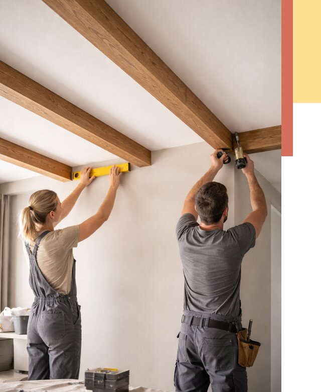 Монтаж декоративных балок на потолок в Москве от 4499 руб. — ОТДЕЛОЧНИКМск